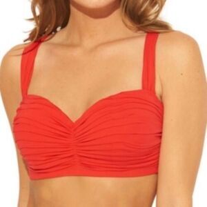 Bleu Rod Beattie Shirred Underwire Bikini Swim Top Size 40D Coral 11143 NWT $79